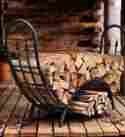 06256 Curved Wrought Iron Wood Rack Plow Hearth Powder Coated Tubular Steel Stainless Hardware New 747925106256