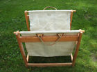 076501207019 Vintage Bean Canvas Leather Log Carrier Tote Firewood
