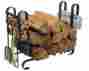 10674 Log Rack Set Fireplace Tools Broom Scoop Poker Hammered Steel Firewood Decor 717972110674