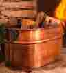 111385 Copper Firewood Bucket Unbranded Indoor Fireplace Tub Outdoor Antiqued Home Log Holder