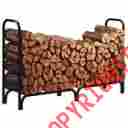 15204 Panacea Log Storage Rack Heavy Duty Outdoor 8 Foot Black Steel Metal Firewood Holder 733281269391
