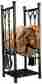 15234 Panacea Fireplace Log Bin With 4 Tools Carrier Storage Firewood Logs Rack Holder Metal