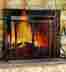 23157 Plow Hearth Tubular Steel Fire Large Two-door Screen With Tempered Glass Accents Black 053648223157
