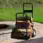 37027 Unbranded Fireplace Log Holder Rack Carrier Heavy Duty Steel Firewood Cart Wheels Grate 801349437027