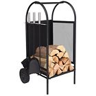 43188400368 Babylon Fireplace Log Holder Rack With Wheels Wood 191869666985