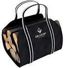 4545978783679 Deluxury Durable Canvas Firewood Carrier Handler Tote Carrying