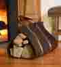 66a02br Plow Hearth Quilted Wool Log Sling In Brown