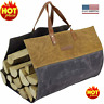 6868397939 Unbranded Firewood Carrier Waxed Canvas Log Wood Carrying Bag Durable