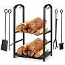723990172921 Syntrific Fireplace Log Rack With Tools Holder For