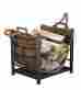 992821 Fireplace Firewood Carrier Log Bin Wood Storage Rack Black Metal Holder Leather 717109992821