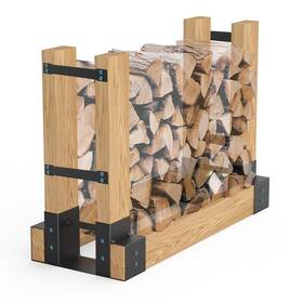 A Anleolife 742346669380 Outdoor Firewood Storage Rack Bracket Kit Updated Fireplace Log Wood Stack Inch