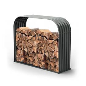 A Anleolife 748887867988 Galvanized Steel Firewood Storage Shed Outdoor Corrugated Metal Log Rack Heavy