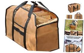 Od007 Abxmas Waxed Canvas Firewood Carrier Bag Durable Wood Tote For Indoor Edge Sealing