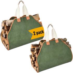 Aderfia 704674247821 Firewood Carrier - 2 Pack 40 Inch X19 Waxed Canvas Log Tote Bag Wood