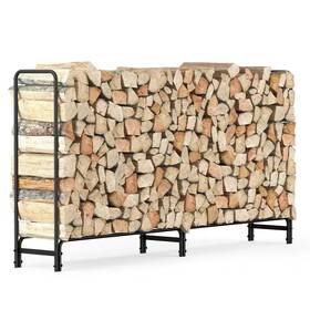 Aesome 445035196183 8 Ft. Metal Firewood Log Rack With Black Powder-coated Finish