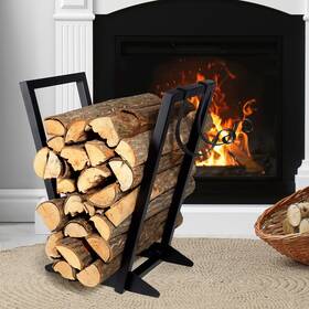 Ajart 730637817541 Adjustable Outdoor Firewood Log Rack 22 Inch Metal Wood Holder For Fireplace