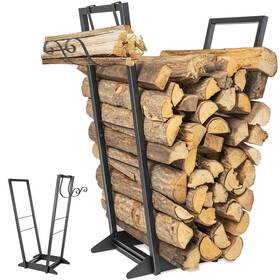 Ajart 730637817886 Heavy-duty Outdoor Firewood Log Rack 32 Inch Metal Wood Holder For Fireplace