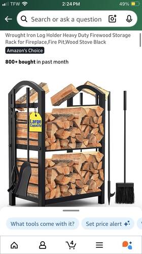 Wg001 Amagabel Firewood Rack With Tools 5-piece Indoor Fireplace Wood Holders Outdoor Log