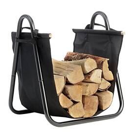 Amagabeli 079902230709 Fireplace Log Holder With Canvas Tote Carrier Indoor Fire Wood Rack