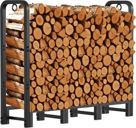 Amagabeli 705353264108 4ft Firewood Rack Outdoor Adjustable Indoor Heavy Duty Metal Fire Log