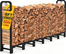 Amagabeli 744759148698 8ft Firewood Log Rack Outdoor Heavy Duty Logs Holder For Fireplace Ind
