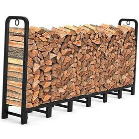 At009 Amagabeli Firewood Log Rack Outdoor Indoor Holder Fireplace Heavy Duty Wood 8ft