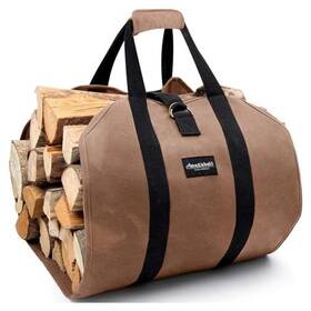 Amagabeli Garden & Home 895242601612 Fireplace Carrier Waxed Canvas Fire Place Sturdy Wood Carring Bag With Handle