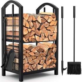 Amagabeli Garden & Home 895242603517 Firewood Rack Fireplace Tool Indoor Wood Holders Outdoor Log H