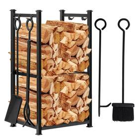 Amagabeli Garden & Home 897105987383 Firewood Rack Indoor With Fireplace Tools Set Log Holder Wood Outdoor Lo