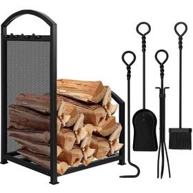 Amagabeli Garden & Home 897105987390 30.7in Fireplace Tools Set Indoor Outdoor Fire Wood Holders Holder Rack