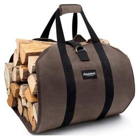 Amagabeli Garden & Home 897105987505 Firewood Carrier Bag Canvas Waxed Large Log Tote Carrying Ind