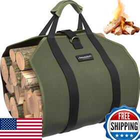 B0fb3kkvn1 Amagabeli Garden & Home Firewood Carrier Waxed Canvas Log Tote Bag Heavy Duty Fireplace Wood