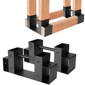 Ankiber 761770871404 Heavy Duty Steel Firewood Storage Rack For Outdoor Black Metal Coated Firewo