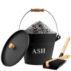 Ao-1.5ga Aorewtggh Ash Bucket With Lid Shovel And Hand Broom 1.5 Gallon Fireplace 1.5ga
