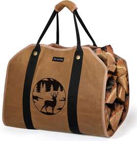 5081 Art-giftree Large Firewood Carrier 39 X 18 Inches Waxed Canvas Logs Tote