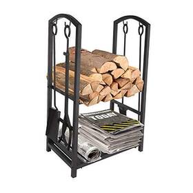 Art To Real 702602378753 Firewood Log Rack Fireplace Tool Sets Double Tier