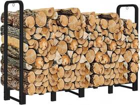 Artibear 788499981986 8ft Heavy Duty Metal Rust Resistant Firewood Rack Stand Matte Black