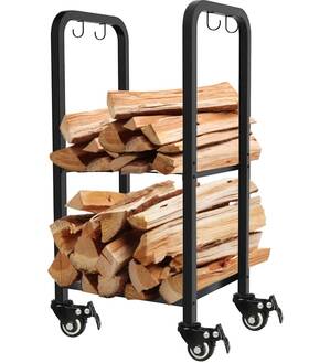 Abr-lofr-02 Artibear Small Rolling Firewood Rack On Lockable Wheels Movable Fire Wood Holder Log