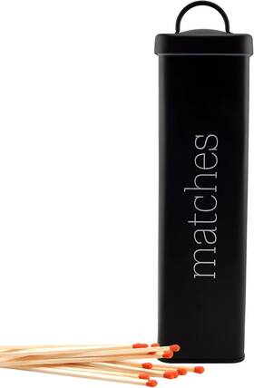 2499 Auldhome Design Sh Enamelware Fireplace Matches Holder Black Farmhouse