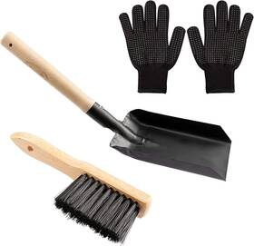 Fsb-01 Aulock Fireplace Ash Shovel And Brush Set- Upgraded Metal Coal Black