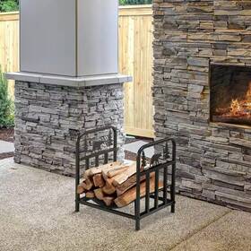 Autmoon 445018264298 Indoor Outdoor Firewood Holder Rack With Bear And Tree Theme For Firepl