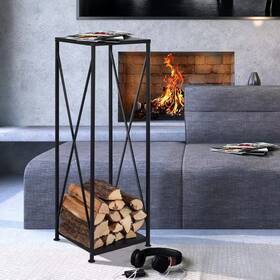 Autmoon 726084410947 Decorative Firewood Storage Log Rack Holder For Outdoor Indoor Fireplace Firesid