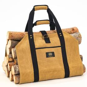 Bb By Barone 694536170629 Log Carrier For Firewood Bag - 20oz Waxed Canvas Wood Carriers With Handles