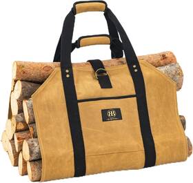 Bb By Barone 726084306431 Log Carrier For Firewood Bag - 20oz Waxed Canvas Wood Carriers With Handles