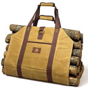 Bb By Barone 860008615008 Log Carrier For Firewood Bag - 20oz Waxed Canvas Wood Carriers With Handles F