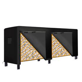 Yk25002 Bdl 8ft Log Rack Cover Waterproof Firewood Heavy Duty - Black