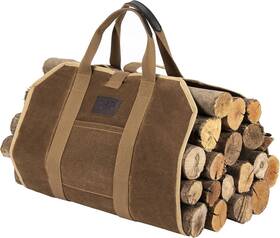 Bhd Beauty 445027085068 Waxed Canvas Firewood Carrier Log Tote Bag Heavy Duty With Handles Brown