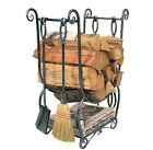 Bin Fireplace Wood Poker Rack Iron Fire Broom Shovel Large Set Log Holder Tool