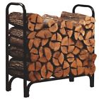 Black Outdoor Rack Storage Ft Firewood Log 4 Steel Deluxe Holder Heavy Duty