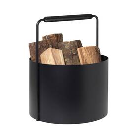 Blomus 008832783029 Ashi Wood Basket Firewood With Handle In Black 37 L X 35 W 45 H Cm